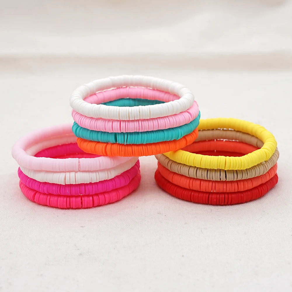 Handmade Colorful Polymer Clay Bracelets Pure Handmade Bead Boho Bracelet for Man and Woman Cheap Items and Free Shipping