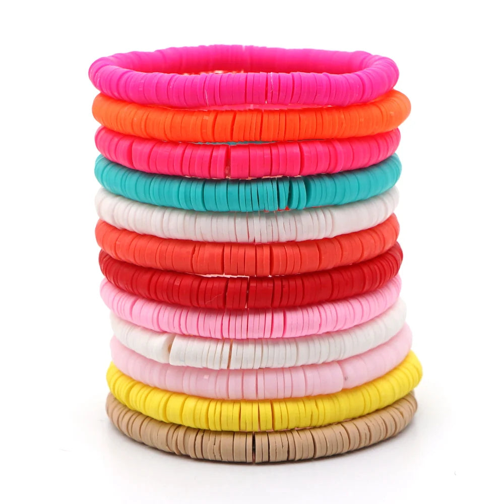 Handmade Colorful Polymer Clay Bracelets Pure Handmade Bead Boho Bracelet for Man and Woman Cheap Items and Free Shipping