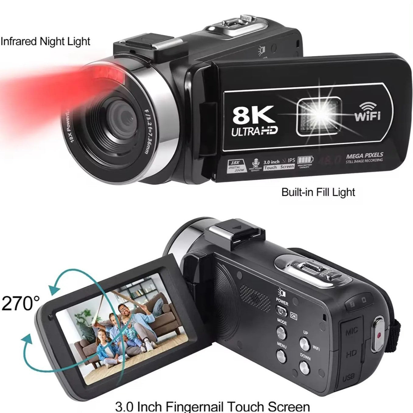 HD digital camera touch screen handheld