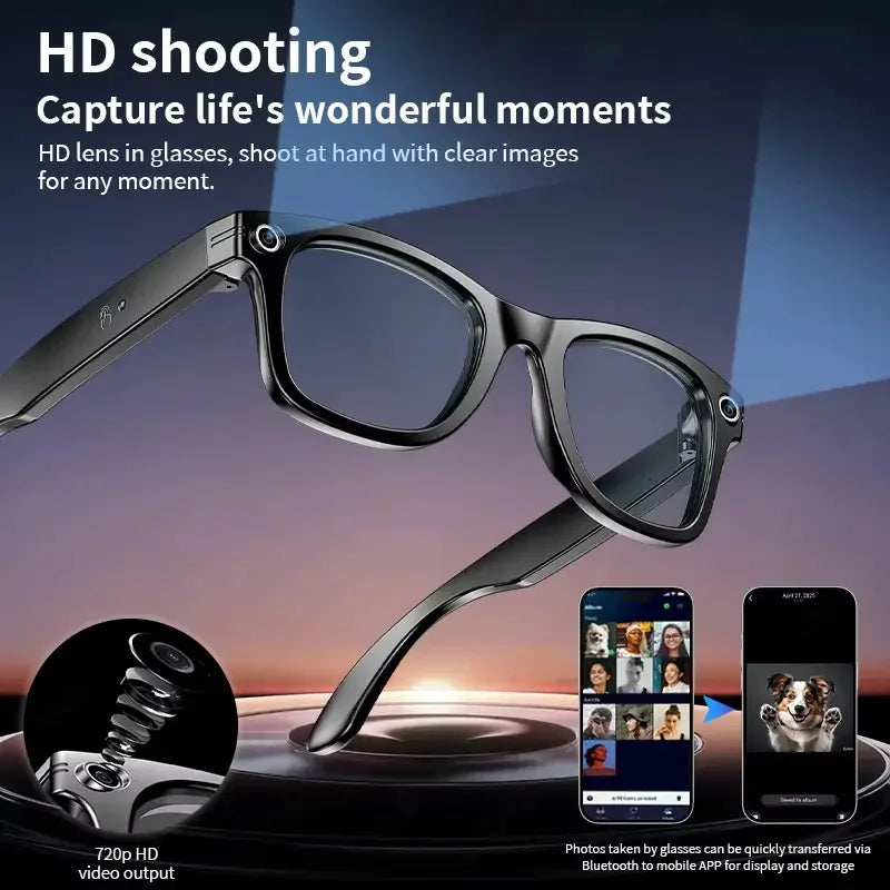 AI Smart Glasses Camera Video Recording Bluetooth Call Music Play