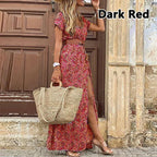 Boho Summer Long Dress for Women Elegant Evening 2023 Vestidos de Mujer Dresses Robe Femme Casual Maxi Short Sleeve Clothing