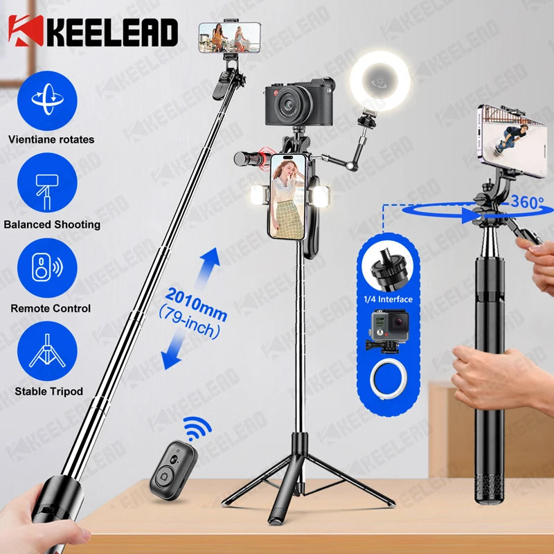 Tripod Portable Selfie Stick with Wireless Remote Shutter,Stand for Camera Phone Photography