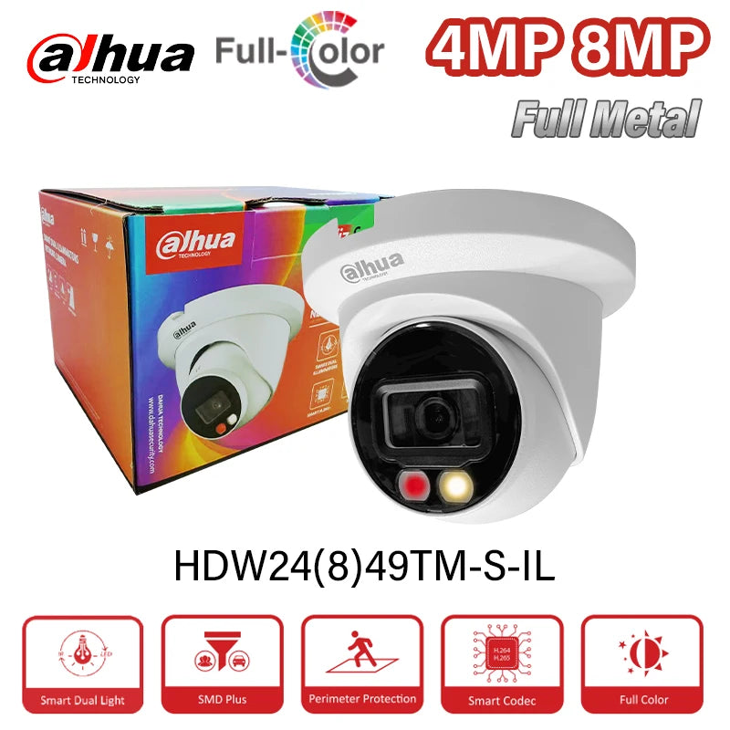 Outdoor 4MP 8MP Full Color Camera Waterproof Metal Body Smart