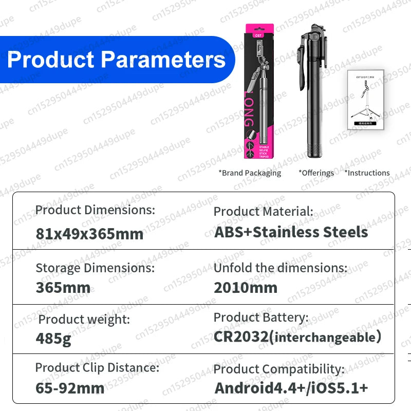 Tripod Portable Selfie Stick with Wireless Remote Shutter,Stand for Camera Phone Photography