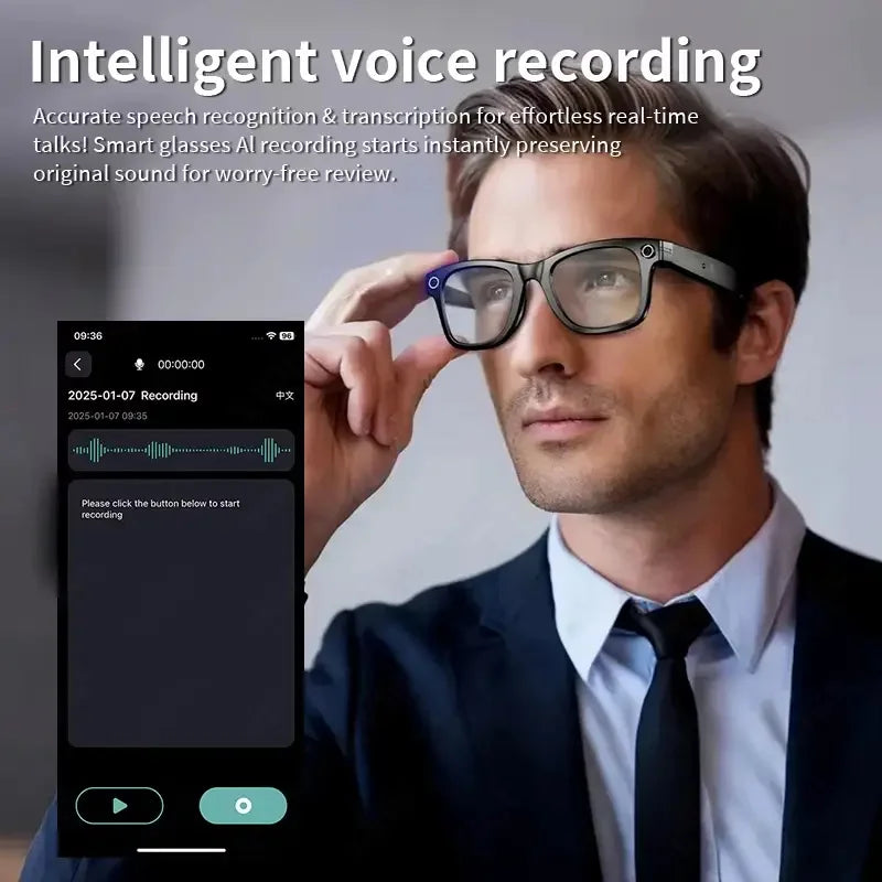 AI Smart Glasses Camera Video Recording Bluetooth Call Music Play