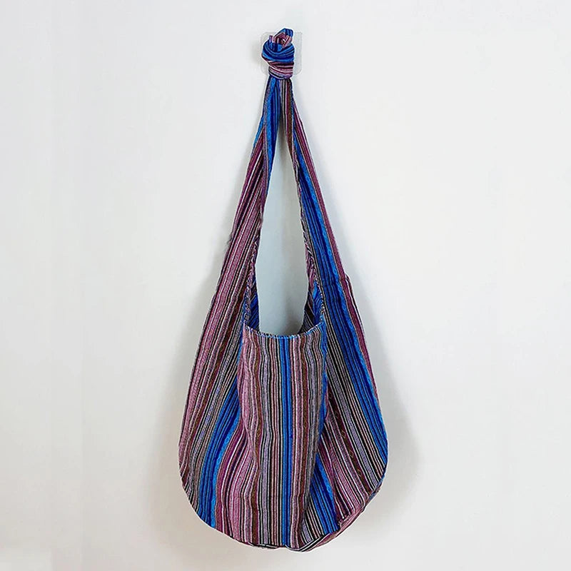 Women's Boho Chic Aztec Tote Bag Ethnic Sling Crossbody Shoulder Purse for Work Travel Lady Knitting Canvas Gypsy Hippie Bag