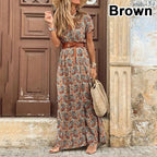 Boho Summer Long Dress for Women Elegant Evening 2023 Vestidos de Mujer Dresses Robe Femme Casual Maxi Short Sleeve Clothing