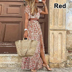 Boho Summer Long Dress for Women Elegant Evening 2023 Vestidos de Mujer Dresses Robe Femme Casual Maxi Short Sleeve Clothing