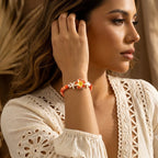 Polymer Clay Flower Starfish Drawstring Bracelet Handmade Braided Accessory Bohemian Beach Vacation Style Holiday Gift