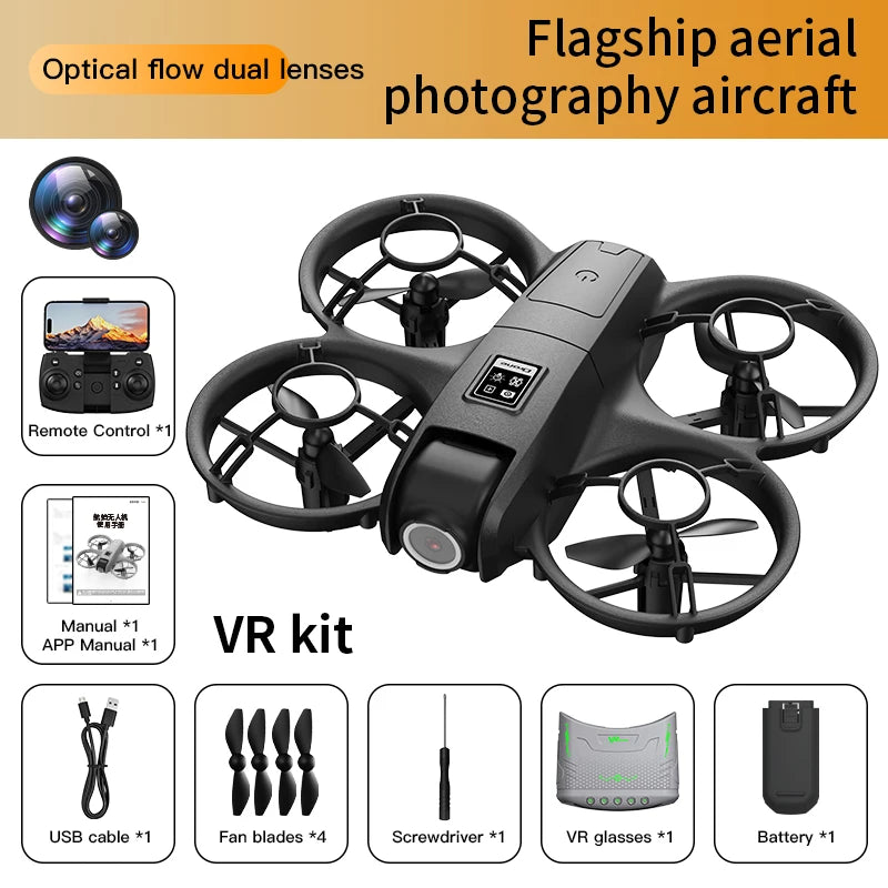 4K Dual Camera Drone with VR Headset Optical Flow Hover 360°