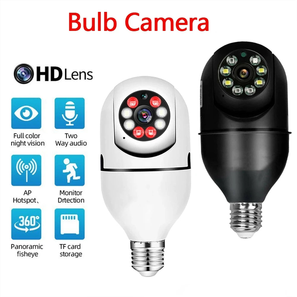 Yiiot Surveillance Bulb Camera Night Vision Full Color Automatic Tracking  Wifi Camera