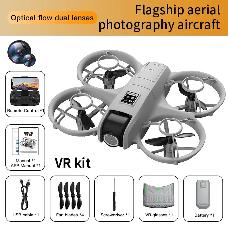 4K Dual Camera Drone with VR Headset Optical Flow Hover 360°