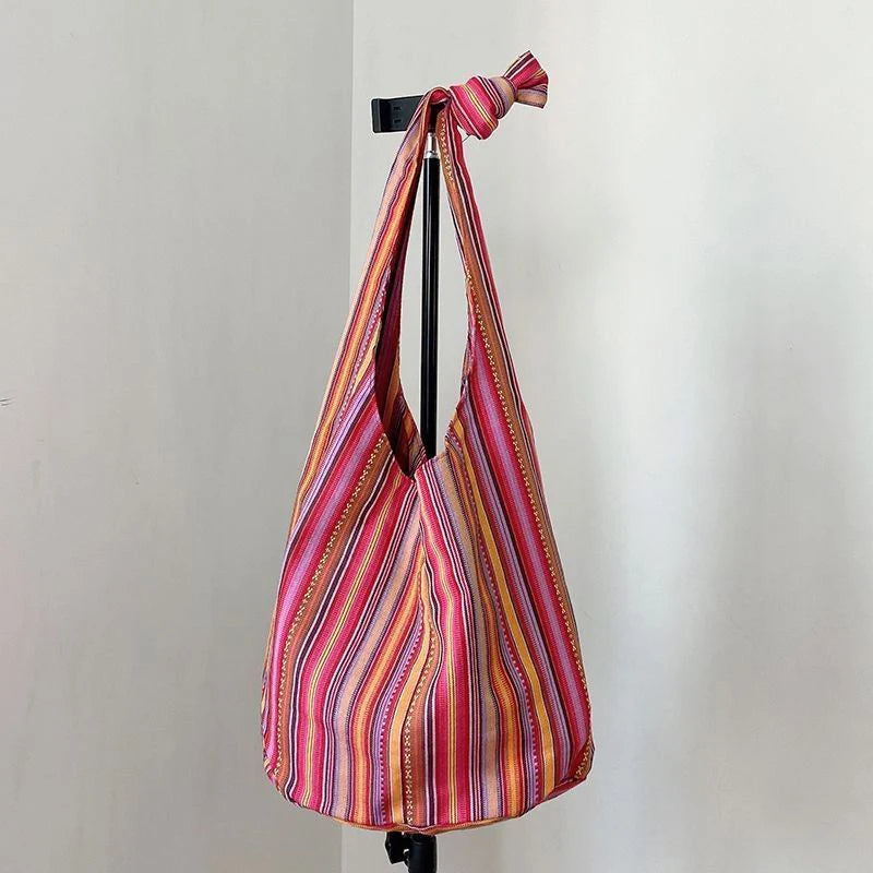 Women's Boho Chic Aztec Tote Bag Ethnic Sling Crossbody Shoulder Purse for Work Travel Lady Knitting Canvas Gypsy Hippie Bag
