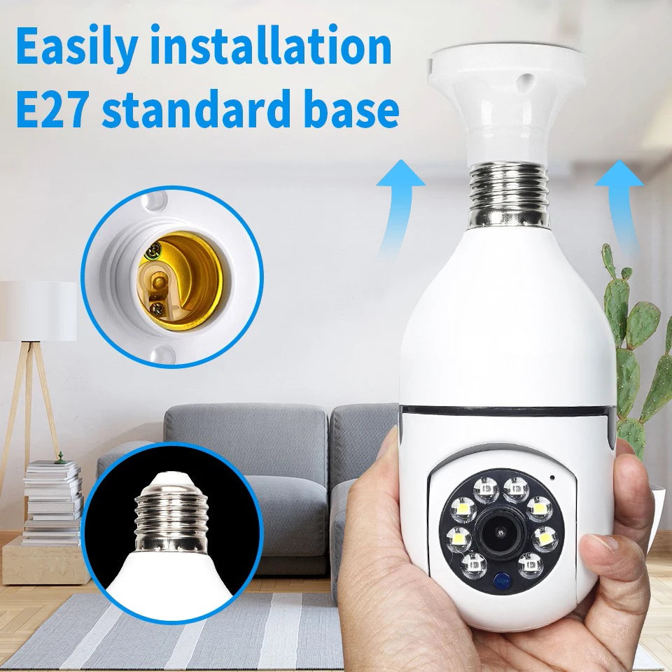 Yiiot Surveillance Bulb Camera Night Vision Full Color Automatic Tracking  Wifi Camera