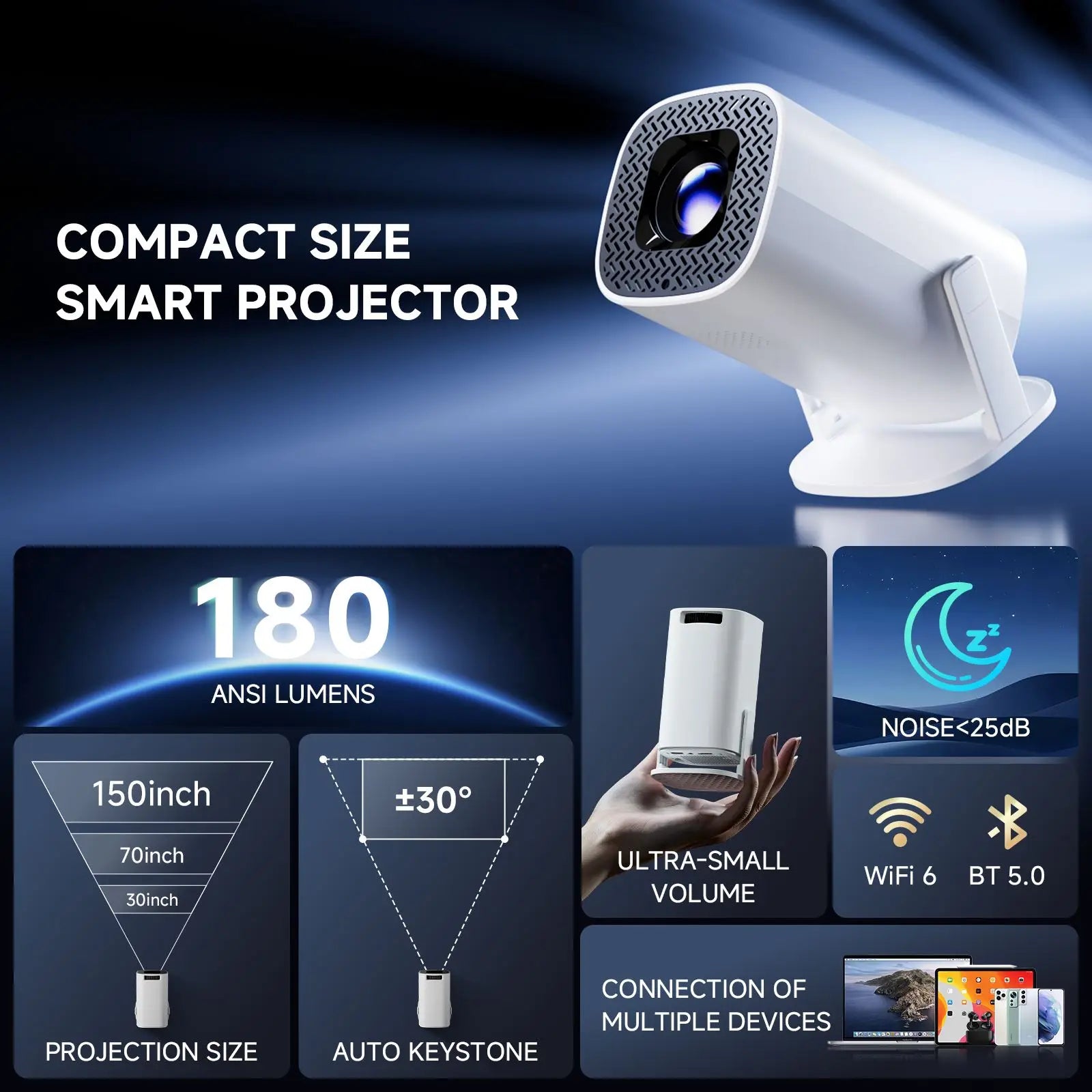 Mini Projector Supports 4K HD Portable