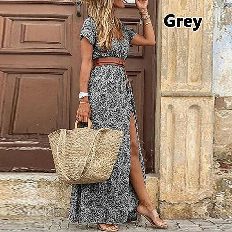 Boho Summer Long Dress for Women Elegant Evening 2023 Vestidos de Mujer Dresses Robe Femme Casual Maxi Short Sleeve Clothing