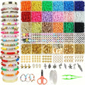 ‌3100Pcs Ultimate Bracelet Making Kit with Polymer Clay Beads, Charms & Elastic Cord | Includes Scissors,  Storage Box | Non-Tox