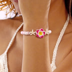 Polymer Clay Flower Starfish Drawstring Bracelet Handmade Braided Accessory Bohemian Beach Vacation Style Holiday Gift