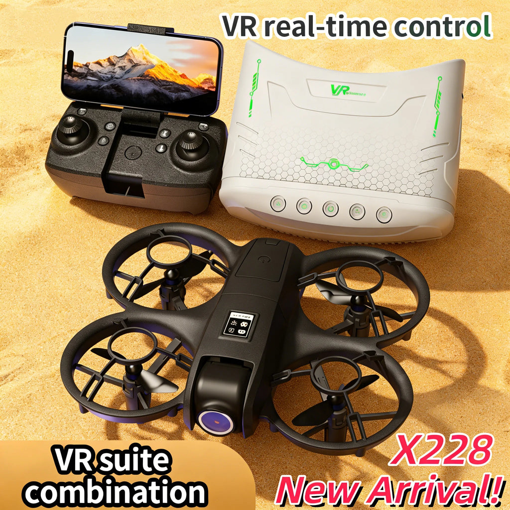 4K Dual Camera Drone with VR Headset Optical Flow Hover 360°