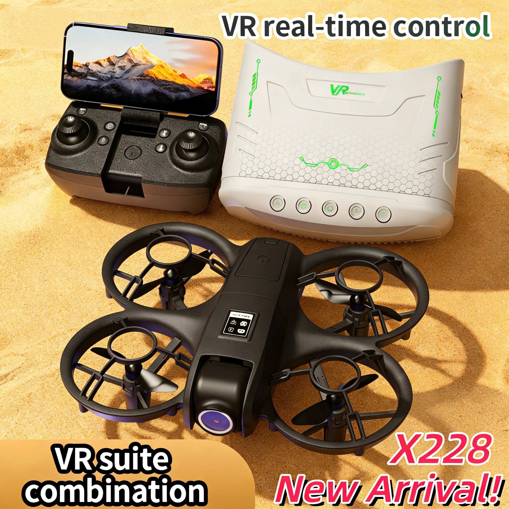 4K Dual Camera Drone with VR Headset Optical Flow Hover 360°